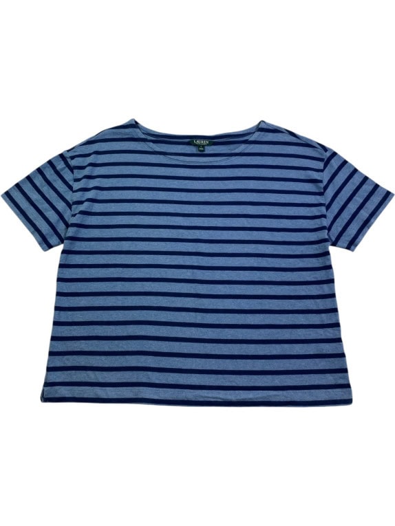 LAUREN RALPH LAUREN T SHIRT ΡΙΓΕ ΜΠΛΕ ΓΥΝΑΙΚΕΙΟ PRE OWNED L