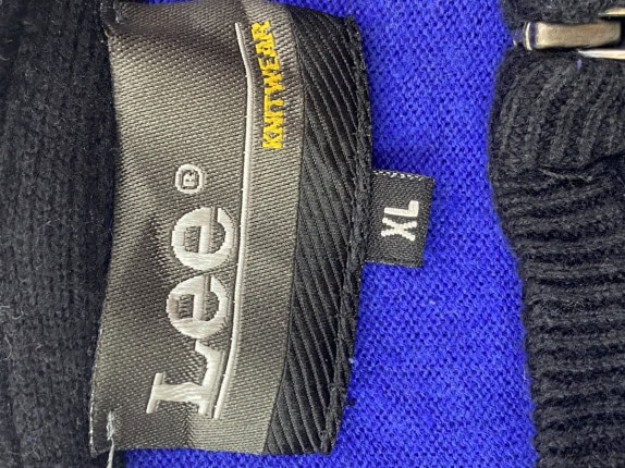 LEE ΑΝΔΡΙΚΟ HOODIE ΡΙΓΕ ΜΠΛΕ ΜΑΥΡΟ PRE OWNED XL 90S