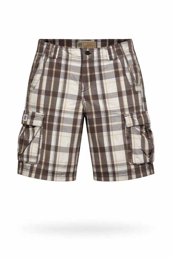 LEE CARGO SHORTS CHECK BROWN UNISEX PRE OWNED M