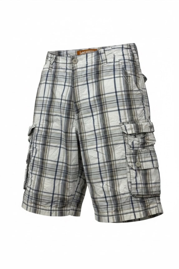 LEE DUNGAREES BERMUDA CARGO UTILITY CREAM QUADRI UOMO PRE OWNED L
