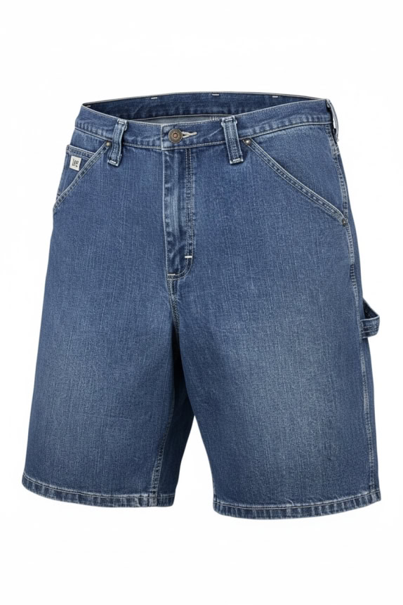 LEE DUNGAREES CARPENTER DENIM SHORTS Y2K LOGO BLU UNISEX XL