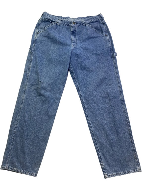 LEE DUNGAREES CARPENTER PANTS WORKWEAR WASHED BLUE ΑΝΤΡΙΚΟ PRE OWNED XL