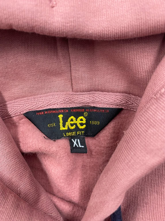 LEE Felpa con Cappuccio Loose Fit Logo Rosa Unisex XL