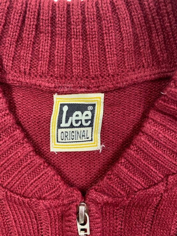 LEE Original Πλεκτή Ζακέτα Κόκκινη με Φερμουάρ Γυναικεία L