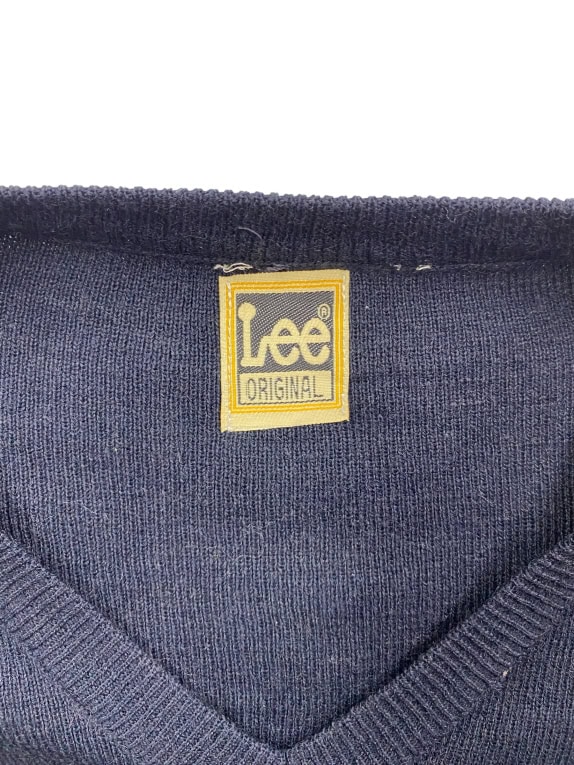 LEE Πλεκτό Sweater V-Neck Vintage Logo Μπλε Ανδρικό M–L