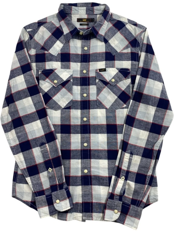 LEE ΠΟΥΚΑΜΙΣΟ ΜΑΚΡΥΜΑΝΙΚΟ CHECKED SLIM FIT ΜΠΛΕ/ΚΟΚΚΙΝΟ ΓΥΝΑΙΚΕΙΟ SMALL