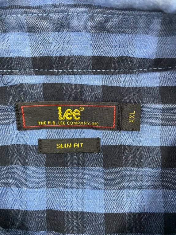 LEE Camicia slim fit a quadri blu/nero da uomo XXL