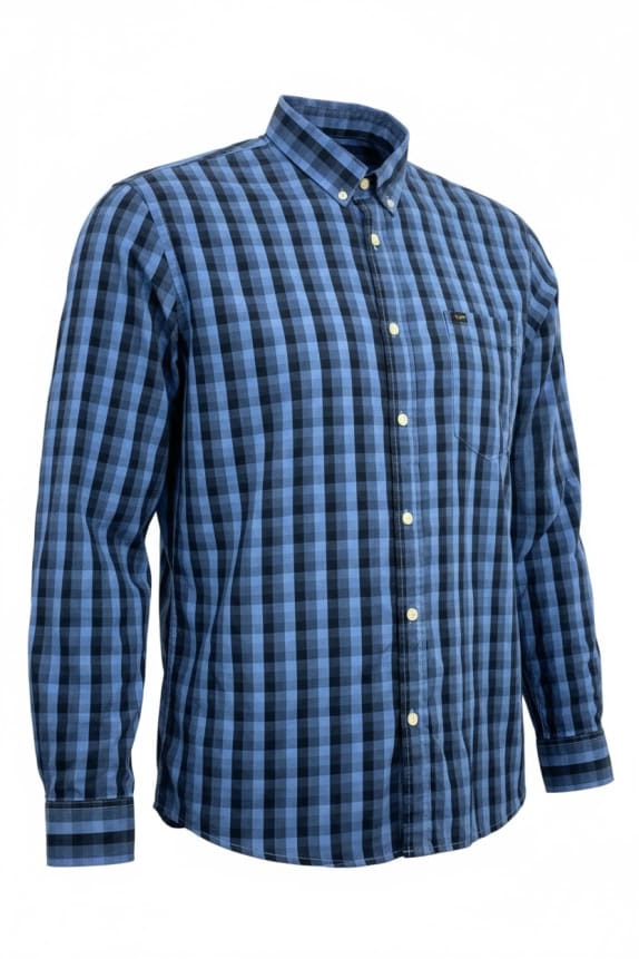 LEE SHIRT SLIM FIT WITH PLAID PATTERN BLUE/BLACK MEN'S XXL