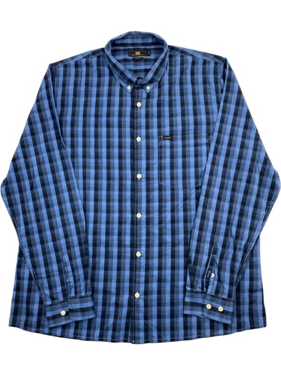 LEE Camicia slim fit a quadri blu/nero da uomo XXL