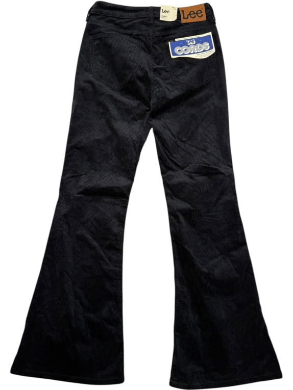 LEE VINTAGE BLACK CORDUROY FLARED / BELL BOTTOM TROUSERS - XS