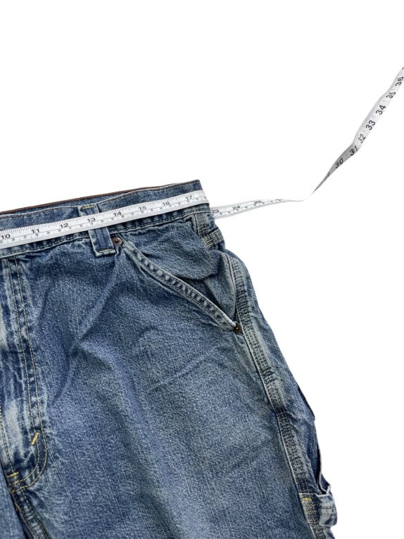 LEVI STRAUSS SIGNATURE CARPENTER ΤΖΙΝ ΒΕΡΜΟΥΔΑ WORKWEAR WASHED BLUE ΑΝΤΡΙΚΟ PRE OWNED L