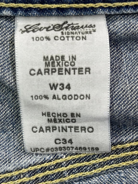 LEVI STRAUSS SIGNATURE CARPENTER ΤΖΙΝ ΒΕΡΜΟΥΔΑ WORKWEAR WASHED BLUE ΑΝΤΡΙΚΟ PRE OWNED L