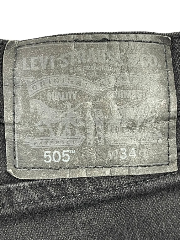 LEVI'S 505 DENIM SHORTS LOGO BLACK UNISEX L