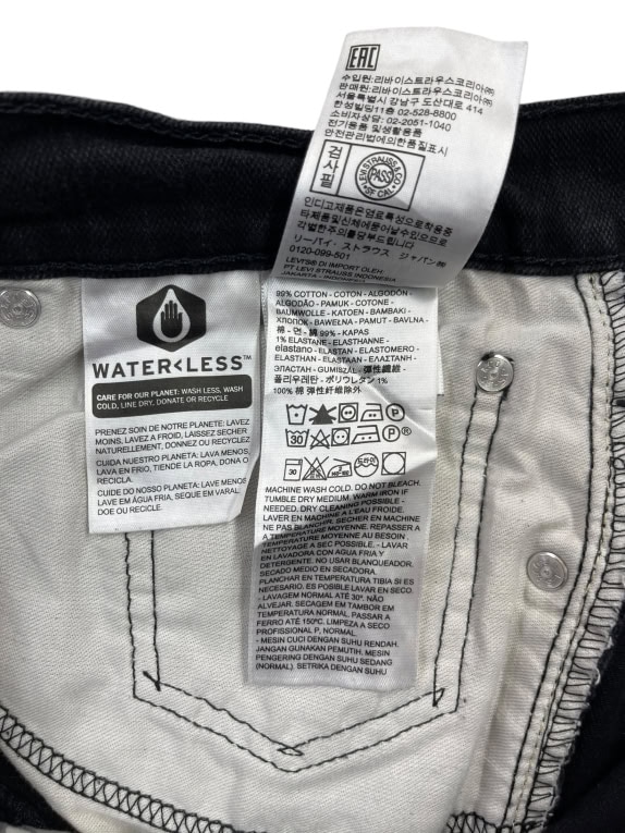 LEVI'S 505 DENIM SHORTS LOGO BLACK UNISEX L