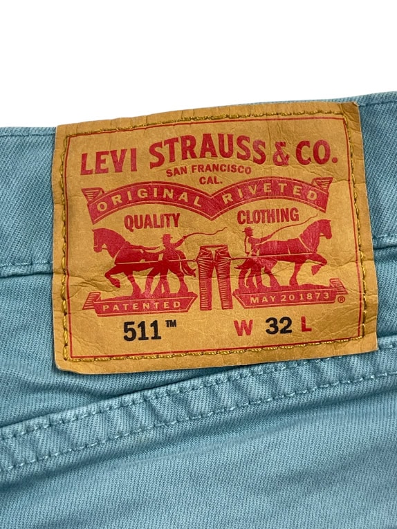 LEVI'S 511 DENIM SHORTS CUT-OFF TEAL GREEN UNISEX M