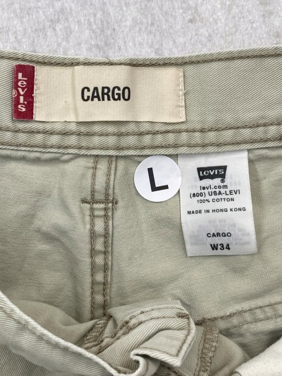 LEVIS CARGO SHORTS UTILITY BEIGE UOMO PRE OWNED L