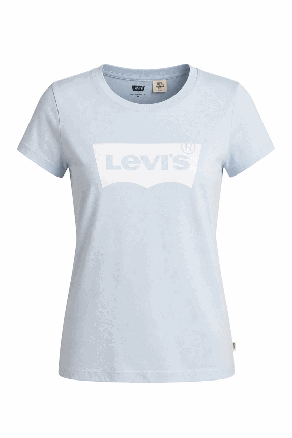 LEVIS T SHIRT GRAPHIC LIGHT BLUE WOMEN PRE OWNED M