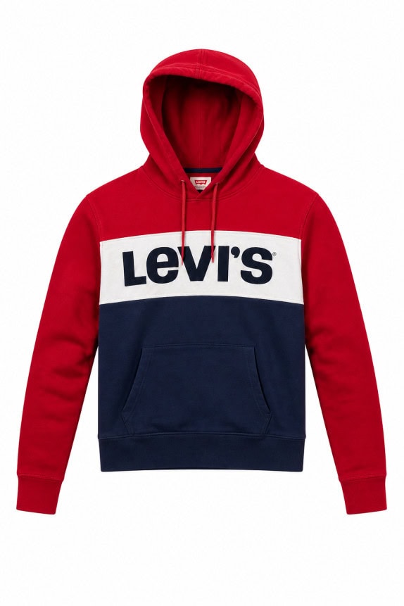 LEVIS FELPA CON CAPPUCCIO COLORBLOCK ROSSO UOMO PRE OWNED S