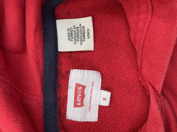 LEVIS HOODIE COLORBLOCK RED MEN PRE OWNED S