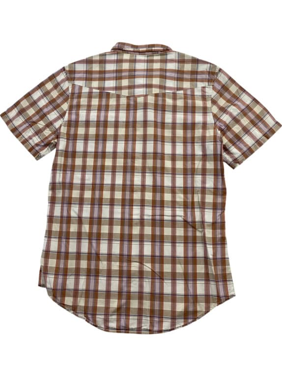 Levi's Short Sleeve Shirt Slim Fit Plaid Beige-White-Red Women's M