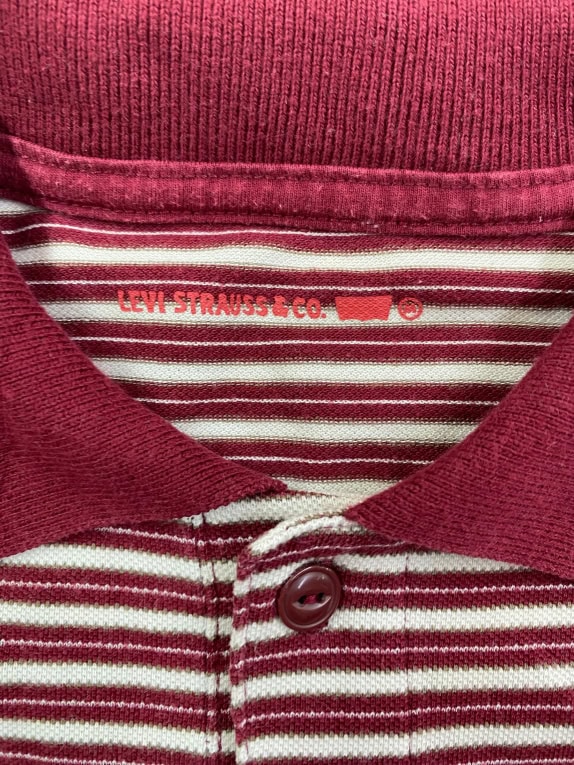 LEVI\'S polo a righe con logo bordeaux-bianco da uomo M