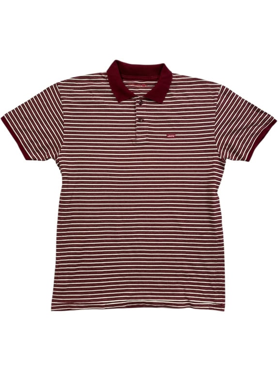 LEVI\'S polo a righe con logo bordeaux-bianco da uomo M