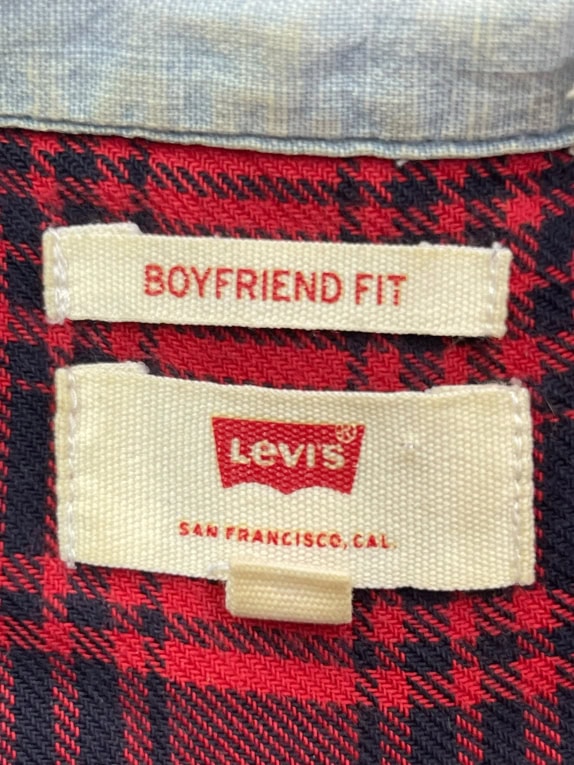 LEVI\'S CAMICIA BOYFRIEND FIT A QUADRI ROSSA DA UOMO M