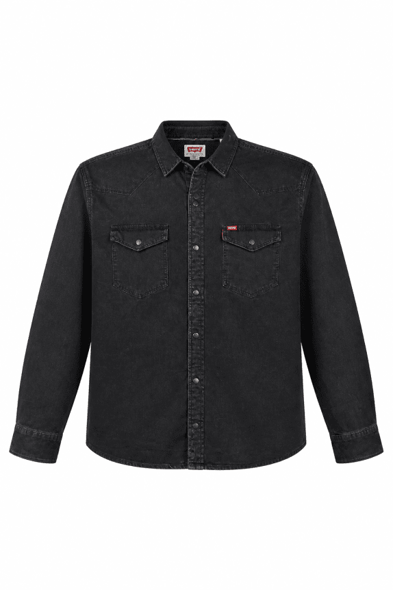 WRANGLER ΠΟΥΚΑΜΙΣΟ DENIM ΜΑΥΡΟ ΑΝΤΡΙΚΟ PRE OWNED XL