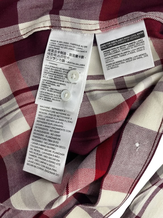LEVI'S Πουκάμισο Καρό Boyfriend Fit με Λογότυπο Μπορντό Γυναικείο XS