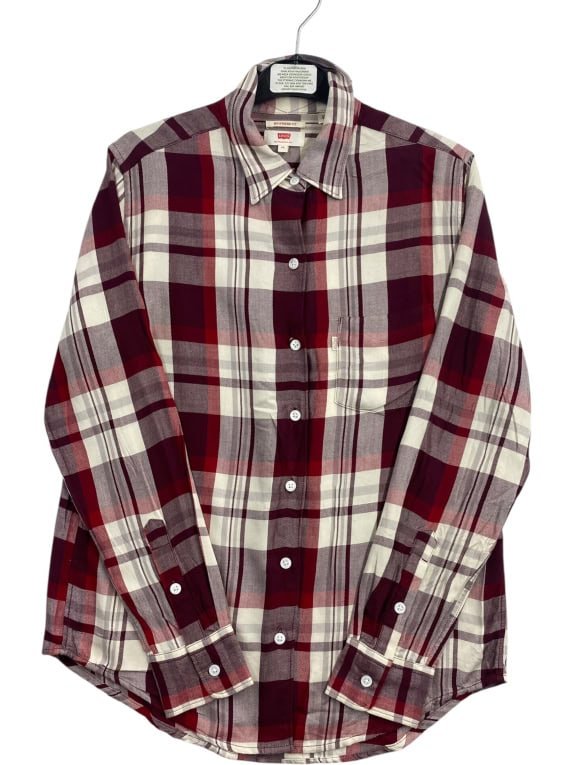 LEVI'S Πουκάμισο Καρό Boyfriend Fit με Λογότυπο Μπορντό Γυναικείο XS