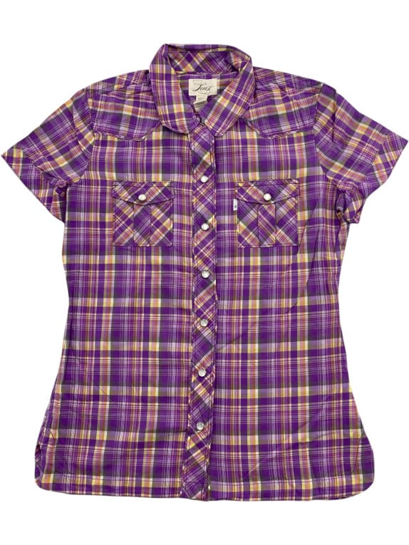 LEVI'S Short Sleeve Plaid Shirt Casual Purple Men's S