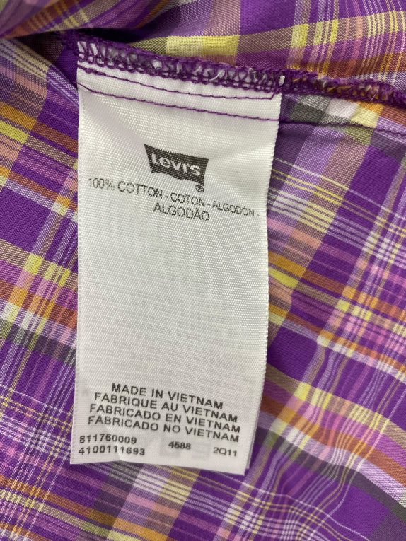 LEVI'S Short Sleeve Plaid Shirt Casual Purple Men's S