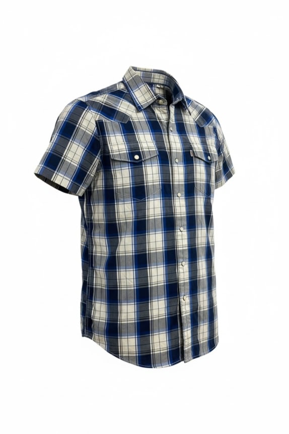 LEVI'S ΠΟΥΚΑΜΙΣΟ ΚΟΝΤΟΜΑΝΙΚΟ CHECKED WESTERN STYLE ΜΠΛΕ ΓΥΝΑΙΚΕΙΟ SMALL