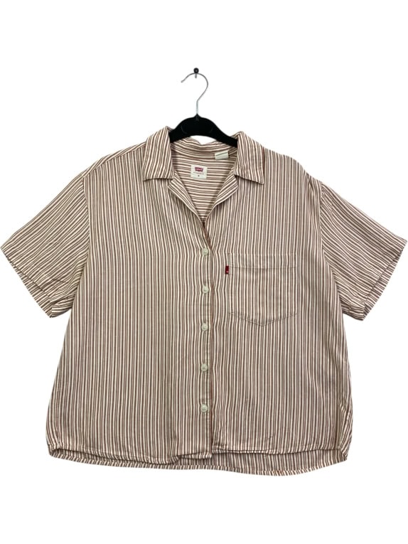 LEVI'S ΠΟΥΚΑΜΙΣΟ ΚΟΝΤΟΜΑΝΙΚΟ VINTAGE ΡΙΓΕ ΜΕ RED TAB ΚΑΦΕ/ΛΕΥΚΟ ΓΥΝΑΙΚΕΙΟ M