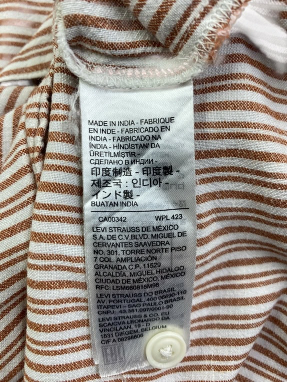 LEVI'S ΠΟΥΚΑΜΙΣΟ ΚΟΝΤΟΜΑΝΙΚΟ VINTAGE ΡΙΓΕ ΜΕ RED TAB ΚΑΦΕ/ΛΕΥΚΟ ΓΥΝΑΙΚΕΙΟ M