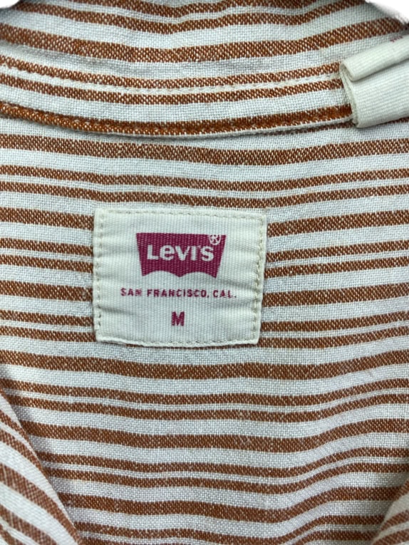 LEVI'S ΠΟΥΚΑΜΙΣΟ ΚΟΝΤΟΜΑΝΙΚΟ VINTAGE ΡΙΓΕ ΜΕ RED TAB ΚΑΦΕ/ΛΕΥΚΟ ΓΥΝΑΙΚΕΙΟ M