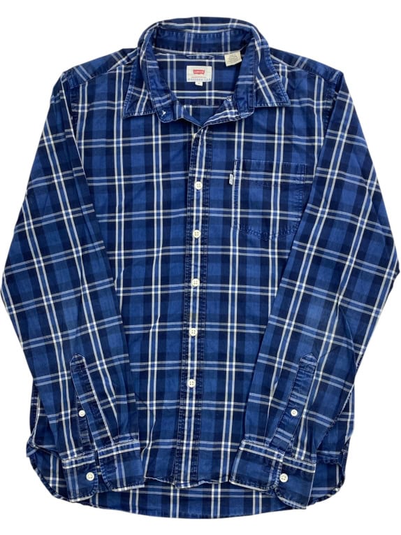 LEVI\'S CAMICIA A MANICHE LUNGHE CHECKED CLASSIC LOGO BLU DA UOMO SMALL