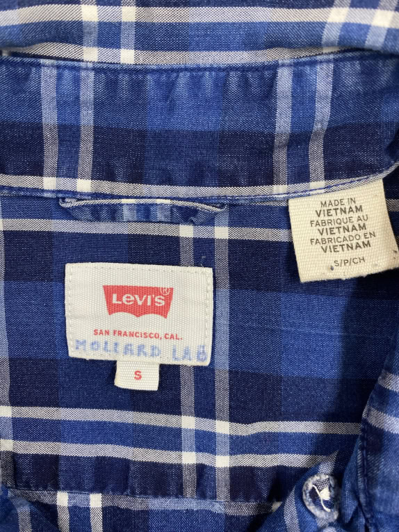 LEVI\'S CAMICIA A MANICHE LUNGHE CHECKED CLASSIC LOGO BLU DA UOMO SMALL
