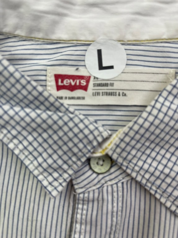 LEVI'S ΠΟΥΚΑΜΙΣΟ STANDARD FIT ΜΕ ΡΙΓΕΣ ΛΕΥΚΟ-ΜΠΛΕ ΑΝΔΡΙΚΟ L