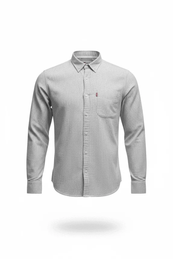 LEVI'S ΠΟΥΚΑΜΙΣΟ STANDARD FIT ΜΕ ΡΙΓΕΣ ΛΕΥΚΟ-ΜΠΛΕ ΑΝΔΡΙΚΟ L