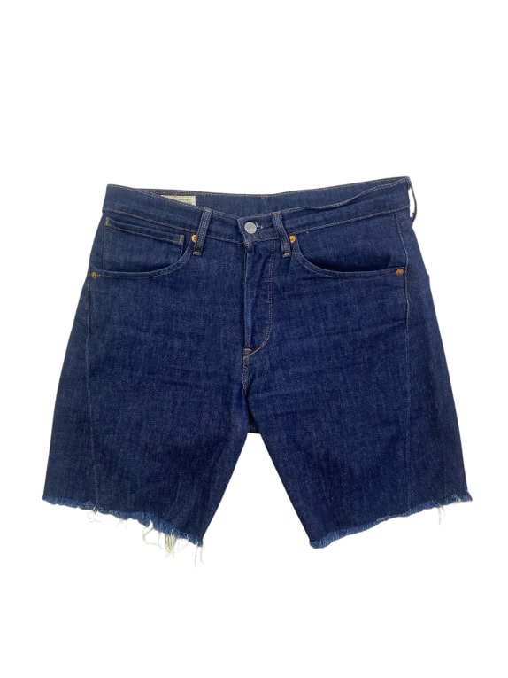 LEVI'S PREMIUM ΤΖΙΝ ΒΕΡΜΟΥΔΑ CUT-OFF ΔΕΡΜΑΤΙΝΟ LOGO PATCH ΣΚΟΥΡΟ ΜΠΛΕ UNISEX M