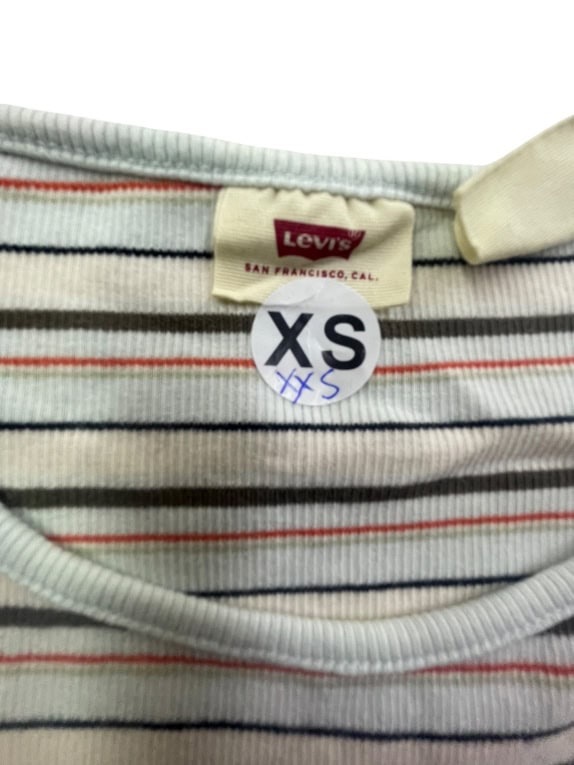 LEVI\'S T-SHIRT CASUAL CON LOGO RED TAB A RIGHE DA DONNA XXS-XS