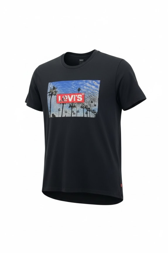 LEVI'S T-SHIRT CASUAL PALMS LOGO BLACK MENS L