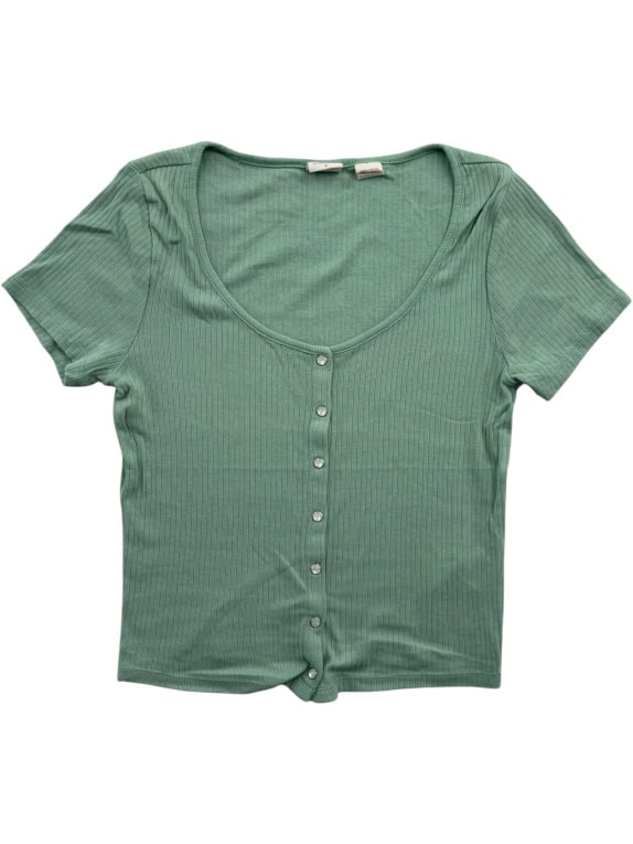 LEVI'S T-Shirt Ribbed Cardigan Style Sage Green Γυναικείο Medium