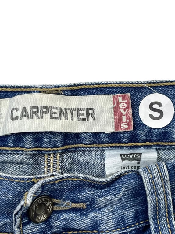 LEVIS DENIM CARPENTER SHORTS WORKWEAR WASHED BLUE MENS PRE OWNED S