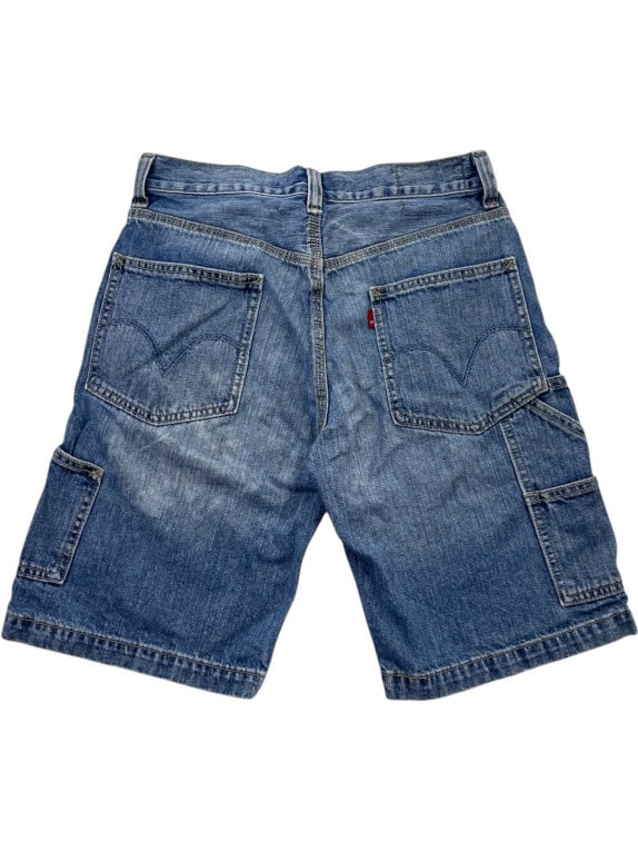 LEVIS DENIM CARPENTER SHORTS WORKWEAR WASHED BLUE MENS PRE OWNED S