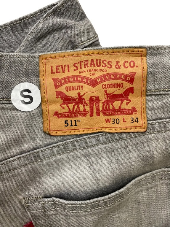 LEVIS JEANS WASHED GREY MENS PRE OWNED S