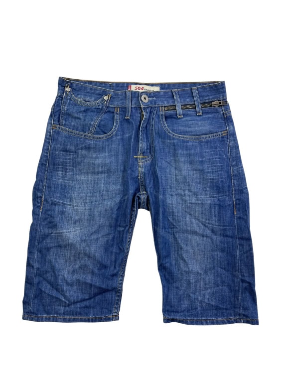 Levi’s 504 Shorts in denim dritti con logo blu da uomo L