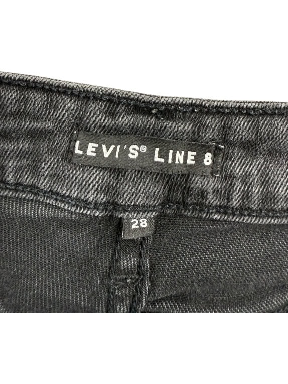 LEVI’S LINE 8 Τζιν Παντελόνι CASUAL Λογότυπο Μαύρο/Ανθρακί Γυναικείο XS (W28)