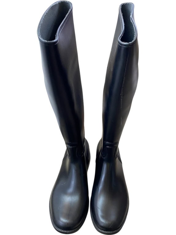 LIU JO RAIN BOOTS MINIMAL BLACK WOMENS PRE OWNED EU 38